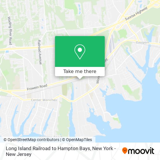 Mapa de Long Island Railroad to Hampton Bays
