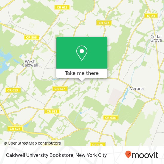 Caldwell University Bookstore map