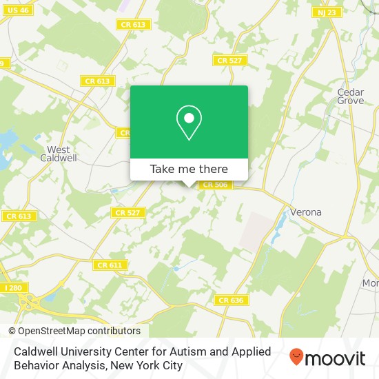 Mapa de Caldwell University Center for Autism and Applied Behavior Analysis
