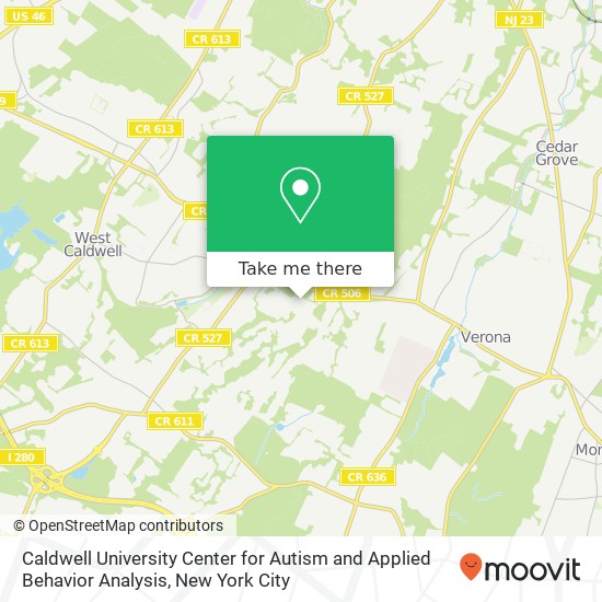 Caldwell University Center for Autism and Applied Behavior Analysis map