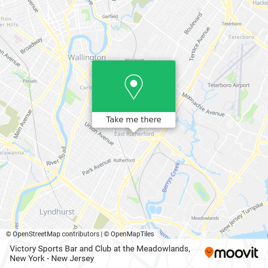 Victory Sports Bar and Club at the Meadowlands map