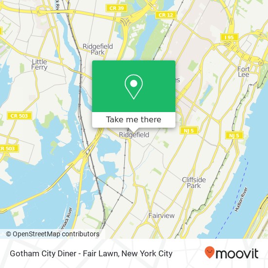 Mapa de Gotham City Diner - Fair Lawn
