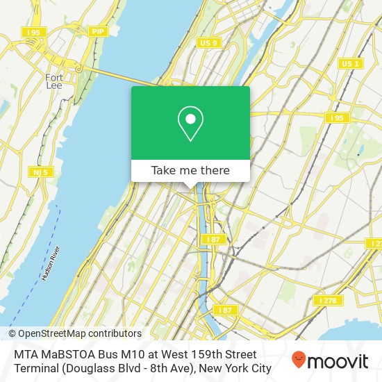 Mapa de MTA MaBSTOA Bus M10 at West 159th Street Terminal (Douglass Blvd - 8th Ave)