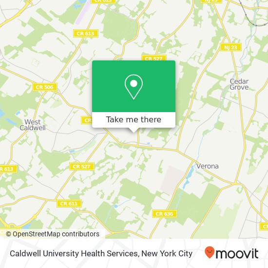 Caldwell University Health Services map