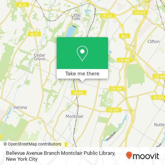Mapa de Bellevue Avenue Branch Montclair Public Library