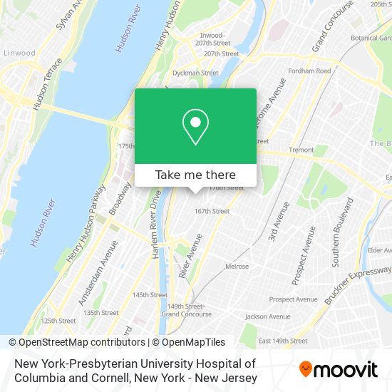 New York-Presbyterian University Hospital of Columbia and Cornell map