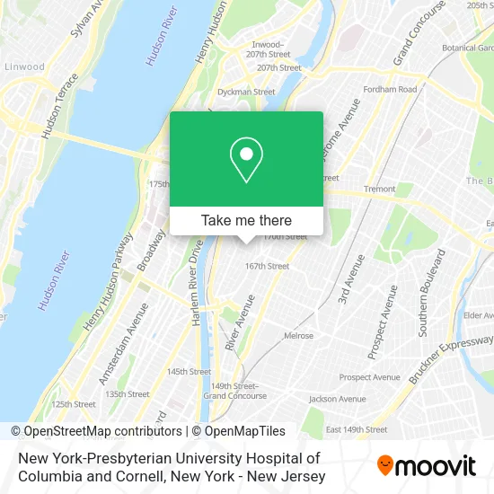 New York-Presbyterian University Hospital of Columbia and Cornell map