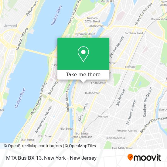 MTA Bus BX 13 map