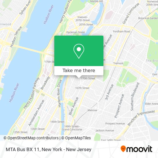 Mapa de MTA Bus BX 11