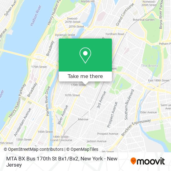 Mapa de MTA BX Bus 170th St Bx1/Bx2
