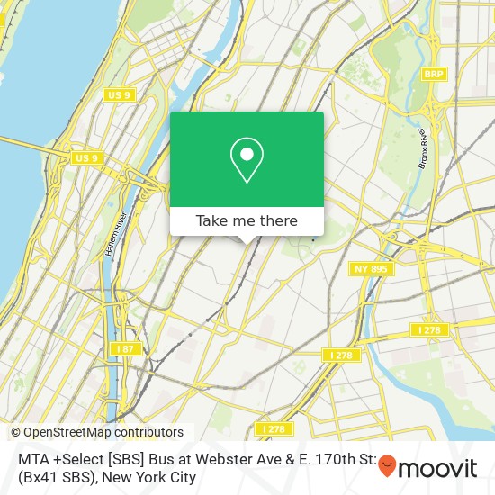 MTA +Select [SBS] Bus at Webster Ave & E. 170th St: (Bx41 SBS) map
