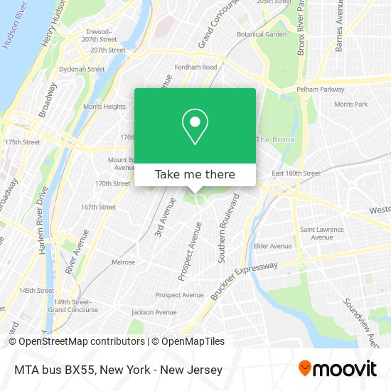 Mapa de MTA bus BX55