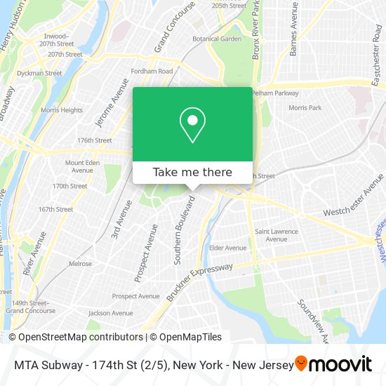 Mapa de MTA Subway - 174th St (2/5)
