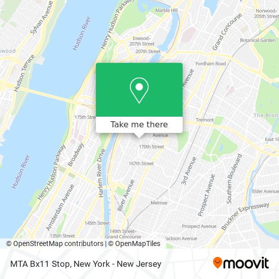MTA Bx11 Stop map