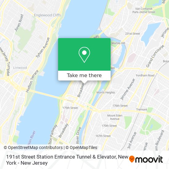 Mapa de 191st Street Station Entrance Tunnel & Elevator