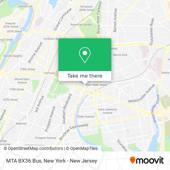 Mapa de MTA BX36 Bus