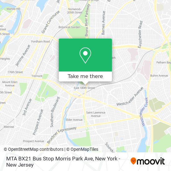 MTA BX21 Bus Stop Morris Park Ave map