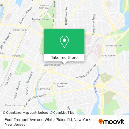 East Tremont Ave and White Plains Rd map