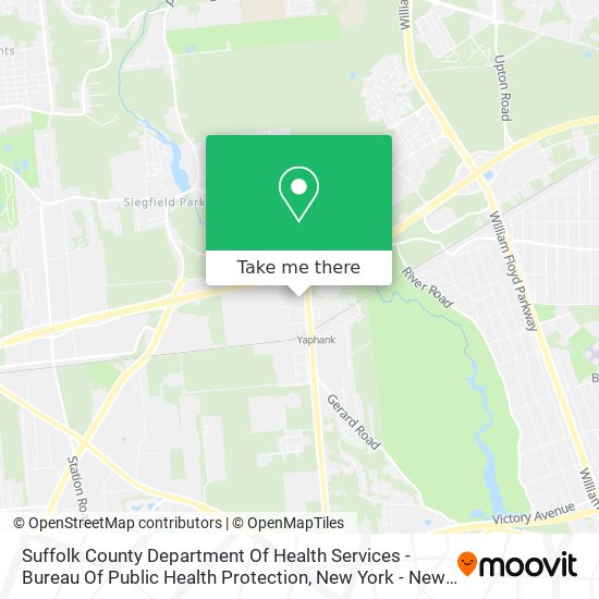 Mapa de Suffolk County Department Of Health Services - Bureau Of Public Health Protection