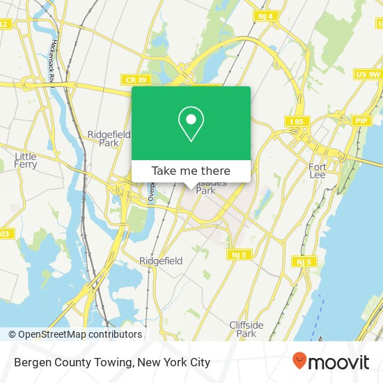 Bergen County Towing map