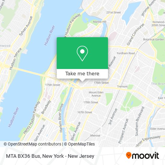 MTA BX36 Bus map