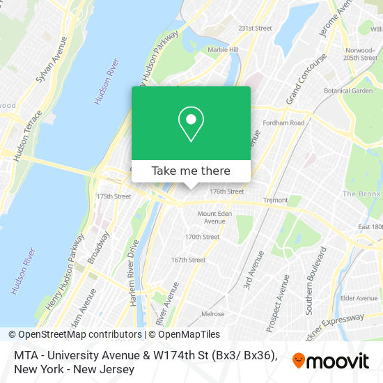 Mapa de MTA - University Avenue & W174th St (Bx3/ Bx36)