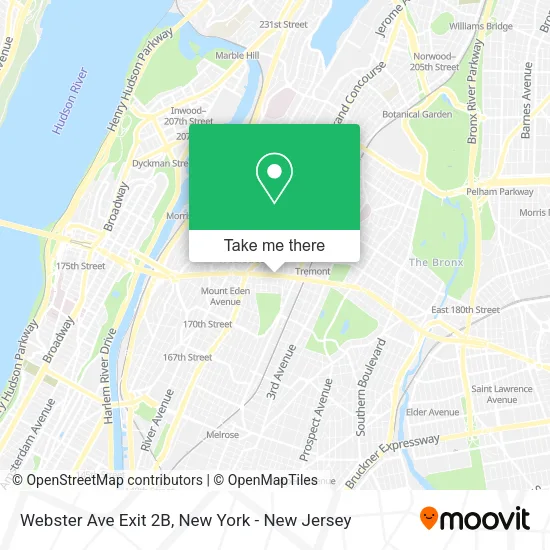 Mapa de Webster Ave Exit 2B