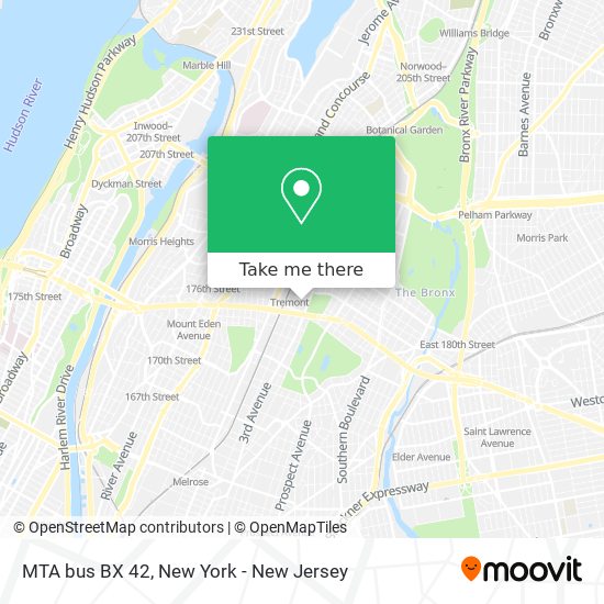Mapa de MTA bus BX 42