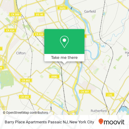 Mapa de Barry Place Apartments Passaic NJ