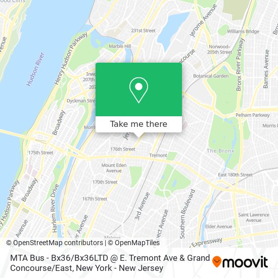 Mapa de MTA Bus - Bx36 / Bx36LTD @ E. Tremont Ave & Grand Concourse / East