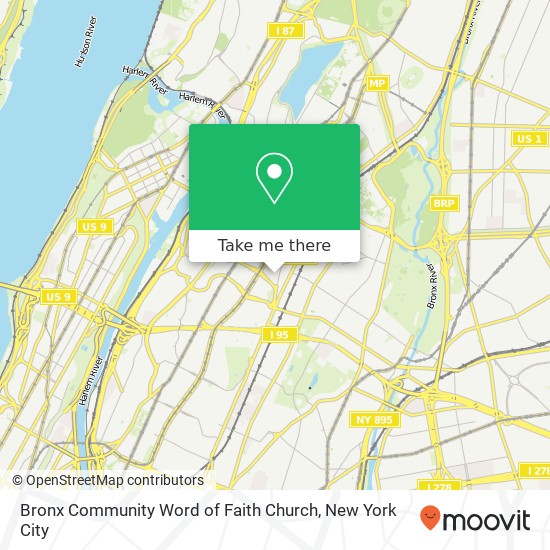 Bronx Community Word of Faith Church map