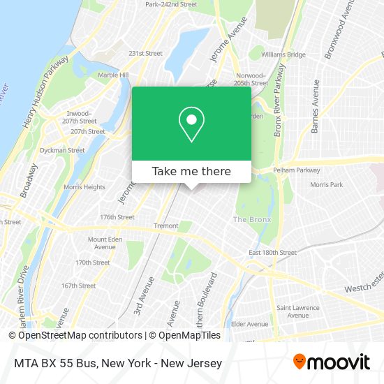 MTA BX 55 Bus map
