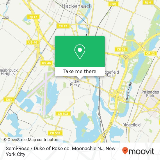 Semi-Rose / Duke of Rose co. Moonachie NJ map