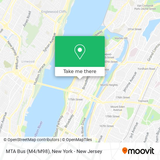 MTA Bus  (M4/M98) map