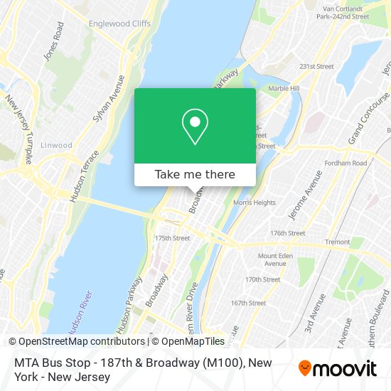 MTA Bus Stop - 187th & Broadway (M100) map