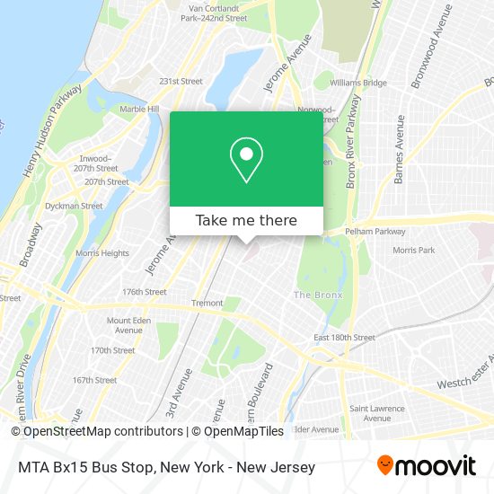 MTA Bx15 Bus Stop map