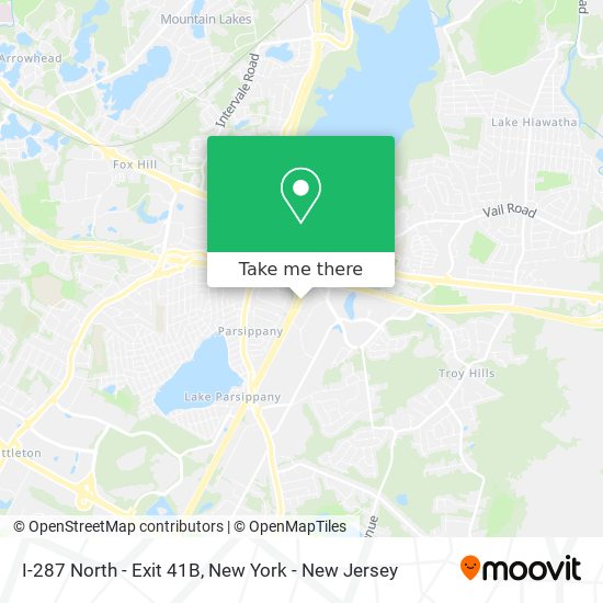 Mapa de I-287 North - Exit 41B