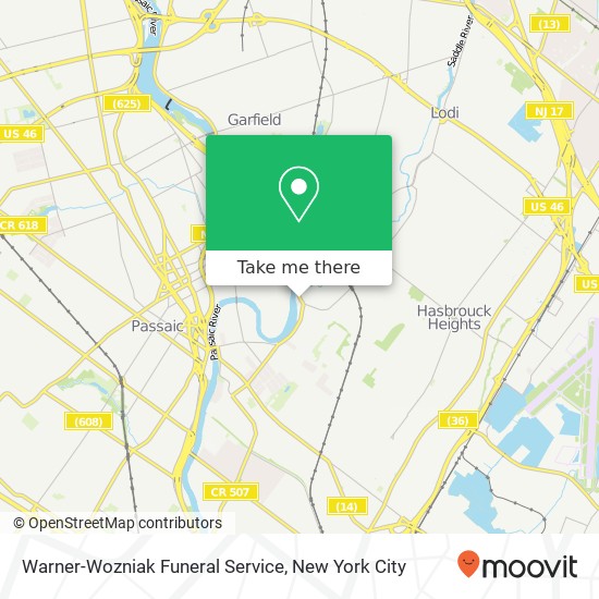 Mapa de Warner-Wozniak Funeral Service