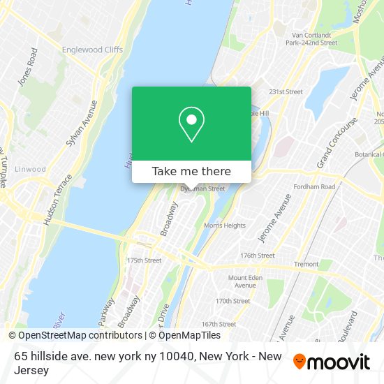 Mapa de 65 hillside ave. new york ny 10040