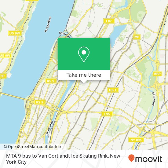 Mapa de MTA 9 bus to Van Cortlandt Ice Skating Rink