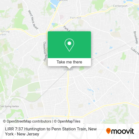 LIRR 7:37 Huntington to Penn Station Train map