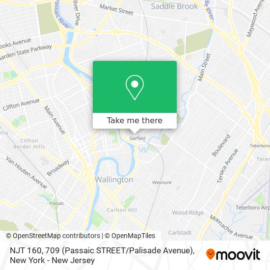 Mapa de NJT 160, 709 (Passaic STREET / Palisade Avenue)