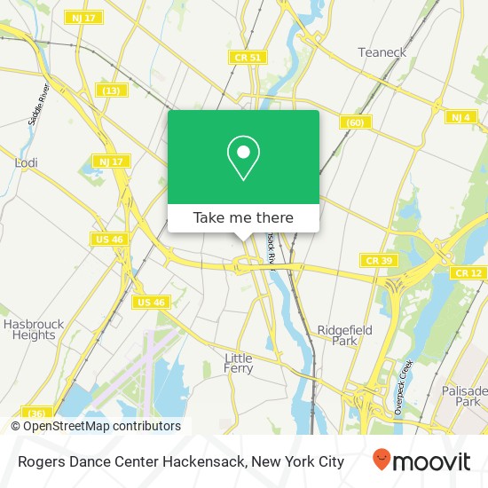 Mapa de Rogers Dance Center Hackensack