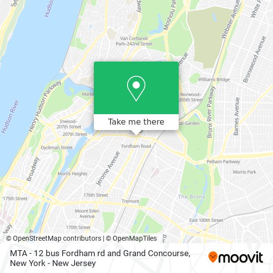 Mapa de MTA - 12 bus Fordham rd and Grand Concourse