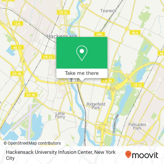 Mapa de Hackensack University Infusion Center