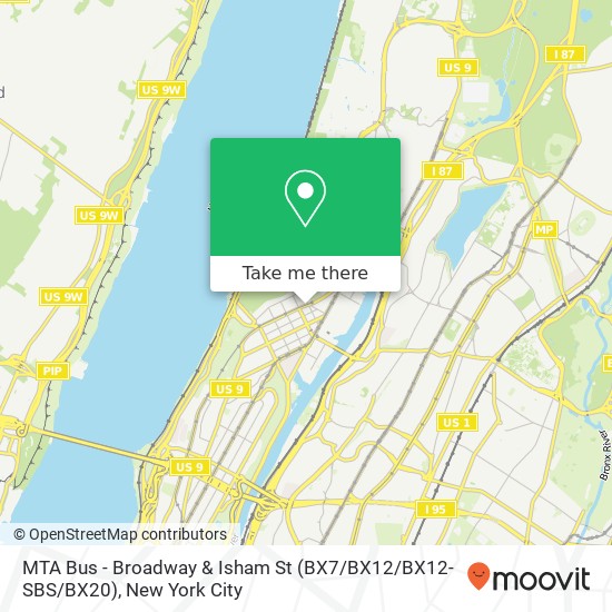 Mapa de MTA Bus - Broadway & Isham St (BX7 / BX12 / BX12-SBS / BX20)