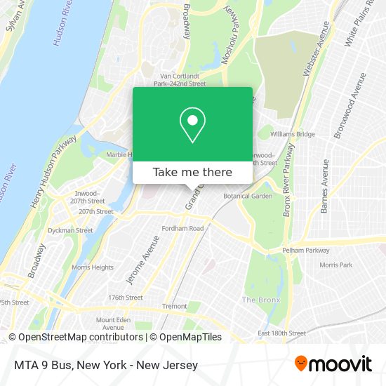 MTA 9 Bus map