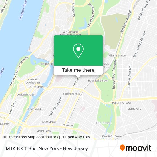 Mapa de MTA BX 1 Bus