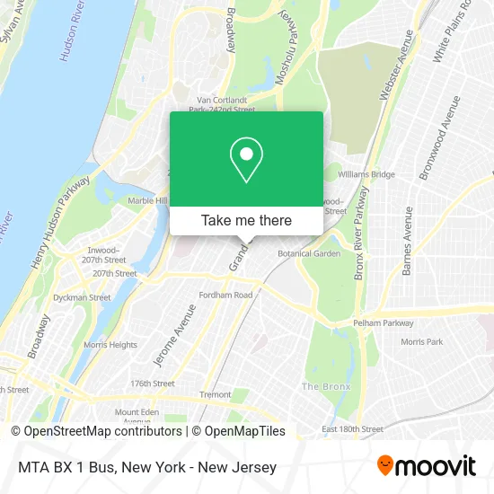 MTA BX 1 Bus map