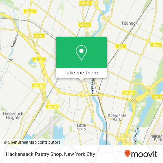 Hackensack Pastry Shop map